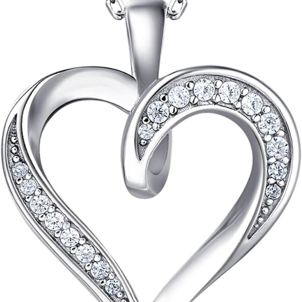 Silver Love Heart Necklace Sterling Silver 18 Inch Jewelry Gifts for Women